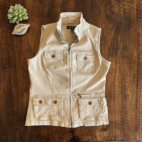 Lauren Ralph Lauren | Zip-Up Utility/Safari Vest with Pockets, Size M - Picture 1 of 9